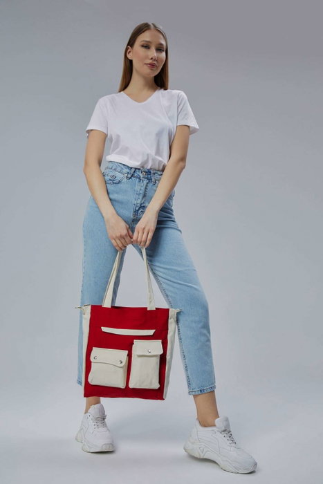 Zoozie Bags Bolsa Tote de Lona Roja